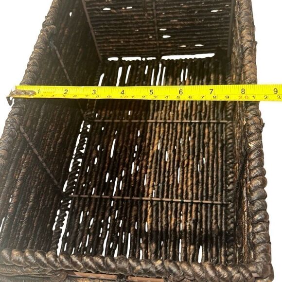 Dark Brown Rectangular Woven Wicker  Basket w/ side label space Size 14"x 7.5"x - Picture 11 of 11